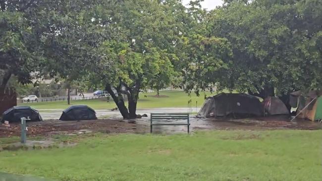 People sleeping rough at Musgrave Park in Brisbane. Picture: Reddit / Paul Slater