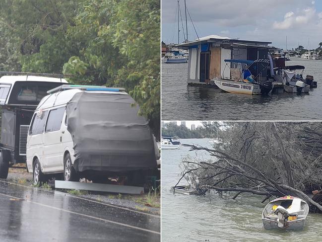 Boats in the Gold Coast Broadwater before Cyclone Alfred crosses the Coast.