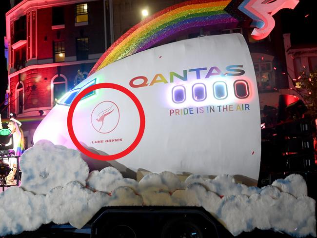 Qantas attached the name of slain flight attendant Luke Davies to its float. Picture: Jeremy Piper/ NCA NewsWire