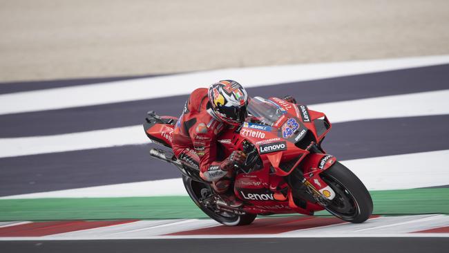 MISANO ADRIATICO, ITALY - SEPTEMBER 18: Jack Miller of Australia and Ducati Lenovo Team heads down a straight during the qualifying practice during the MotoGP Of San Marino - Qualifying at Misano World Circuit on September 18, 2021 in Misano Adriatico, Italy. (Photo by Mirco Lazzari gp/Getty Images)