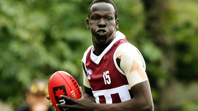 Sudanese born Aliir Aliir represents the Queensland U/18 side against Tasmania in 2012.