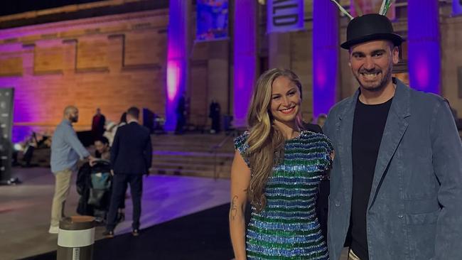 Tasmanian and former Australian of the Year Grace Tame with artist Mostafa Azimitabar, whose portrait was a finalist in this year's Archibald Prize. Picture: Instagram