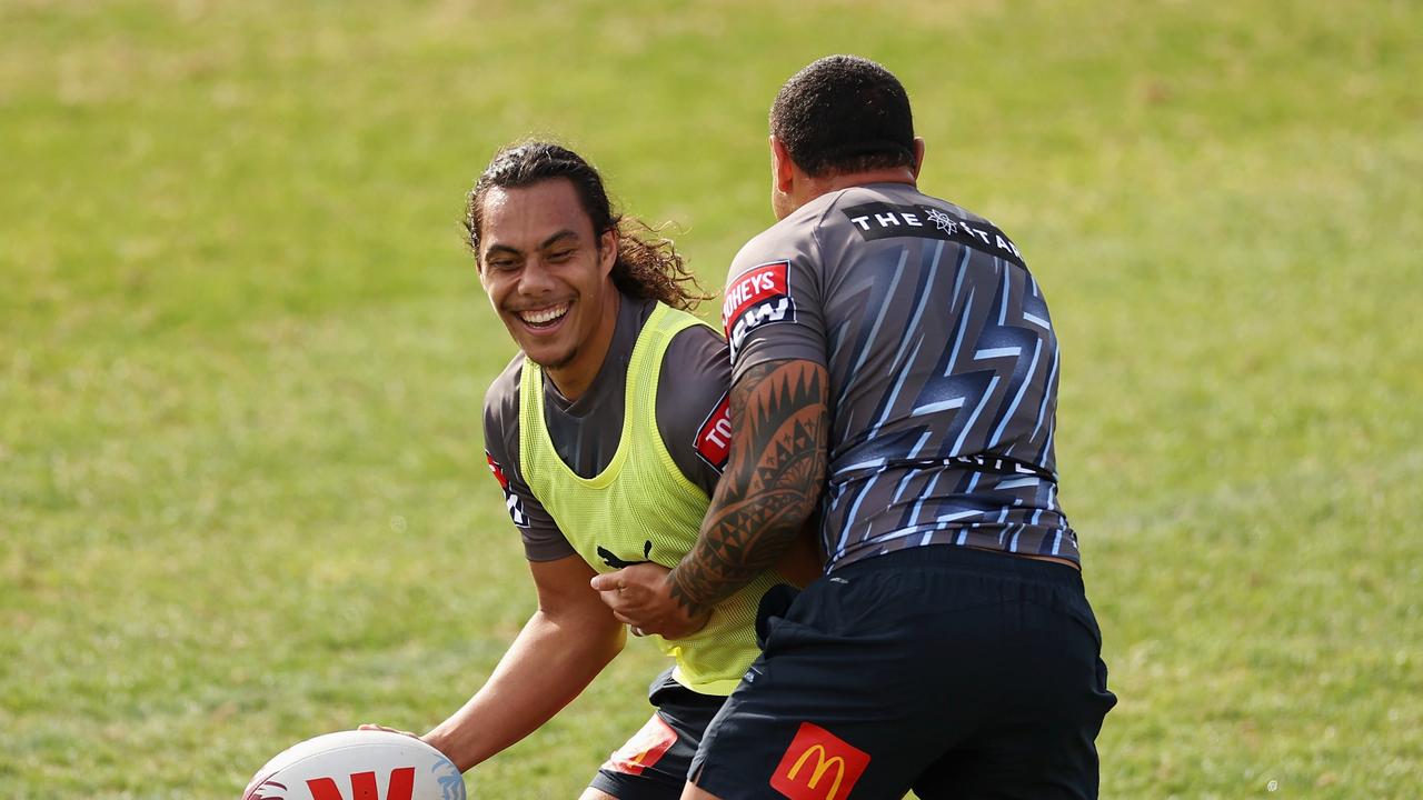 Jarome Luai has loved learning from Latrell Mitchell, Josh Addo-Carr and Nicho Hynes in camp. Picture; Cameron Spencer/Getty Images