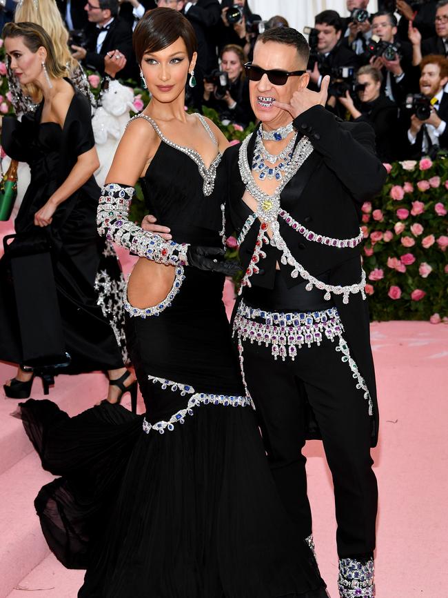 Bella Hadid and Jeremy Scott. Picture: Getty Images