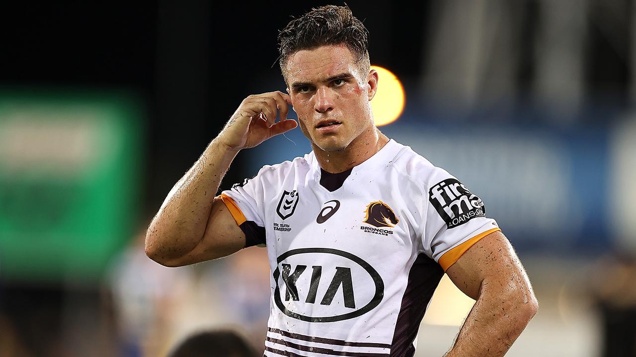 DARWIN, AUSTRALIA - APRIL 23: Brodie Croft of the Broncos reacts after losing the round seven NRL match between the Parramatta Eels and the Brisbane Broncos at TIO Stadium on April 23, 2021, in Darwin, Australia. (Photo by Mark Kolbe/Getty Images)