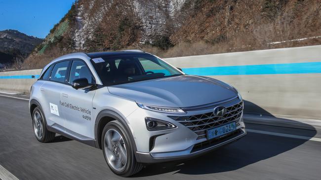 Hyundai’s Nexo hydrogen fuel cell prototype vehicle is put through its paces. The CSIRO also recently announced a breakthrough in hydrogen car technology.