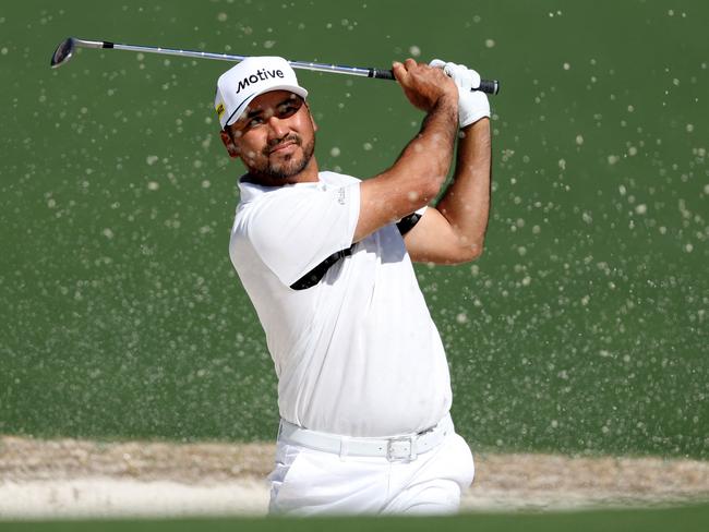 AUGUSTA, GEORGIA - APRIL 14: Jason Day of Australia plays his shot from the bunker on the second hole during the final round of the 2024 Masters Tournament at Augusta National Golf Club on April 14, 2024 in Augusta, Georgia.   Warren Little/Getty Images/AFP (Photo by Warren Little / GETTY IMAGES NORTH AMERICA / Getty Images via AFP)