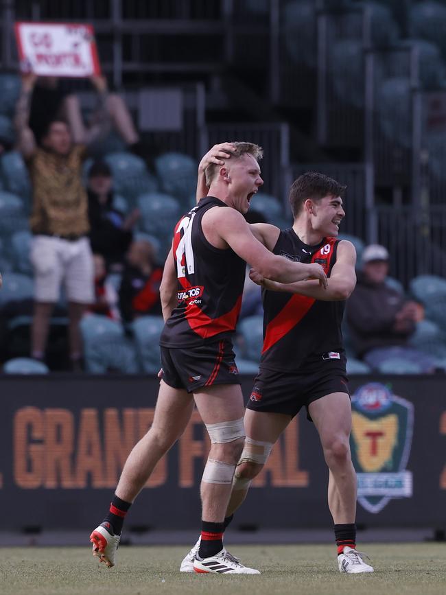 Blade Sulzberger and Declen Chugg North Launceston. TSL grand final 2024 - North Launceston V Lauderdale. Picture: Nikki Davis-Jones