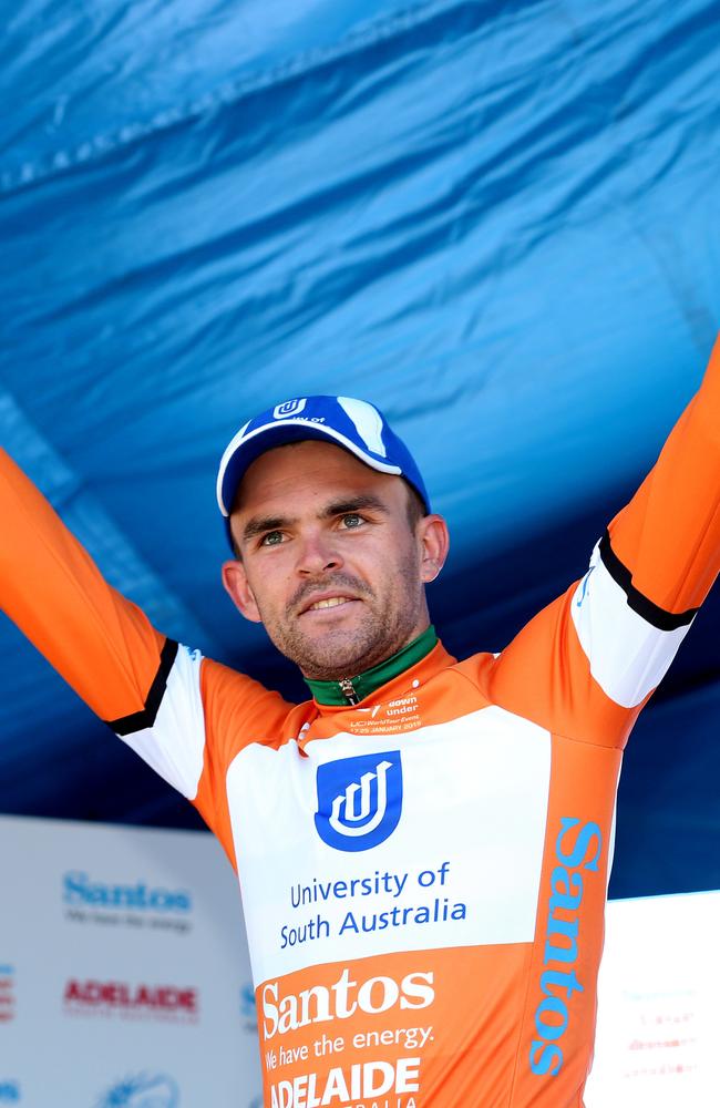 A file picture of Jack Bobridge in the Tour Down Under Ochre Jersey. Photo: Sarah Reed.