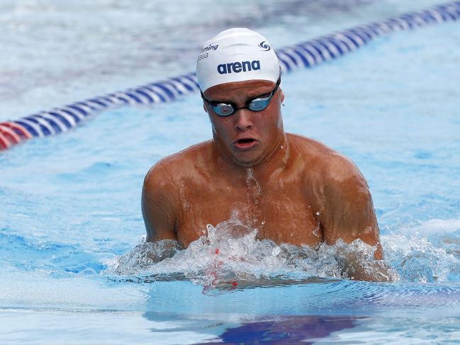 Swimmers gathered for training at the Dolphins emerging swimmers camp in Southport. Yannick Zwolsman from Southport QLD. Picture: Tertius Pickard