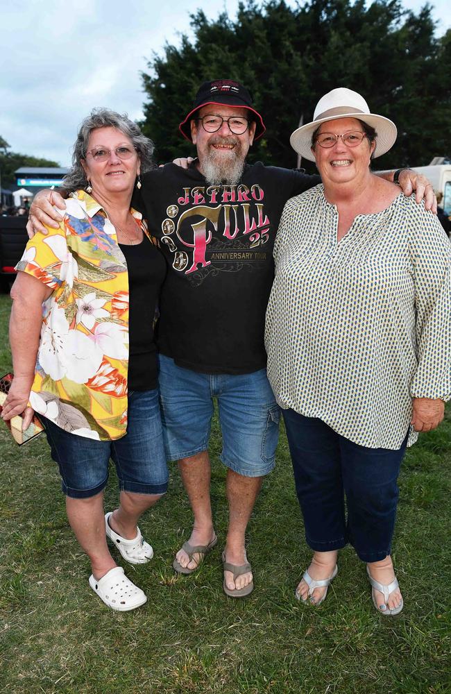 Carol Willert with John and Vilma Sharman at Sounds of Rock 2024 in Hervey Bay. Picture: Patrick Woods.