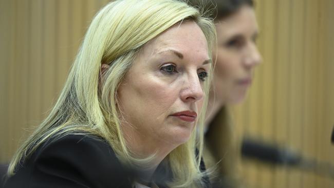 Australia Post CEO Christine Holgate at the Senate estimates hearing. Picture; AAP.