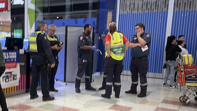 Police and paramedics can be seen at the Watergardens Shopping Centre after the event. Picture: NCA NewsWire