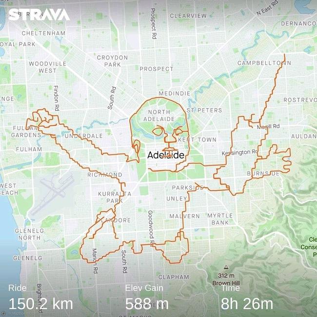 Strava artist Pete Stokes recreated the naked Nirvana baby on the streets of Adelaide for the 30th anniversary. Picture: Facebook