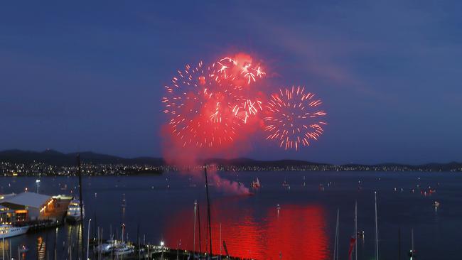 New Year’s Eve celebrations at the Hobart waterfront. Taste of Tasmania The Children's fireworks are pictured at 9.30pm from the top of the Marine Board Building.