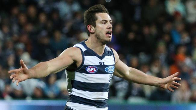 Dan Menzel in action for Geelong. Picture: George Salpigtidis