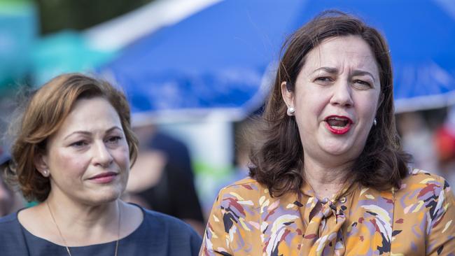 Deputy Premier Jackie Trad and Premier Annastacia Palaszczuk. Picture: AAP/Glenn Hunt