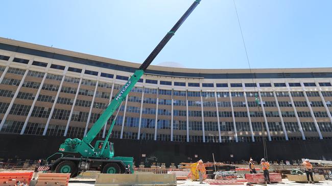 Construction at the site of the Parkville station site. Picture: Alex Coppel