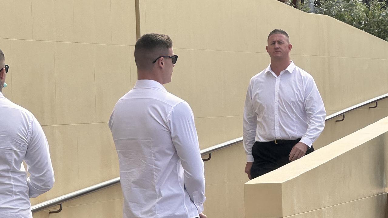 Bradley James Allan Cameron (right), with sons Jack Bradley Cameron (left) and Lance Robert Cameron (right), all faced Mackay Magistrates Court on Tuesday, May 28, 2024. Picture: Heidi Petith