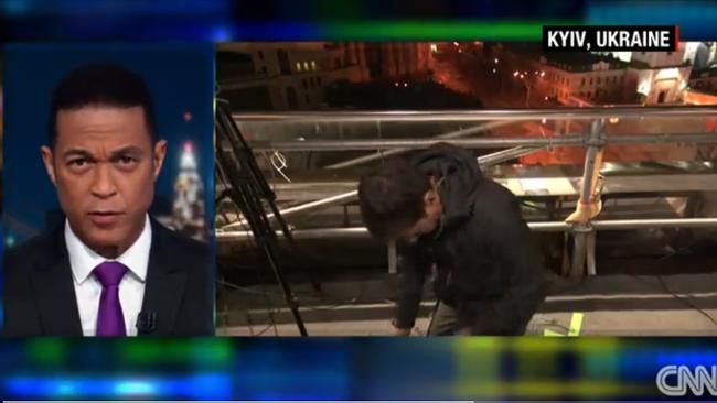 CNN reporter Matthew Chance ducked for cover as war breaks out live on air. Picture: Supplied.