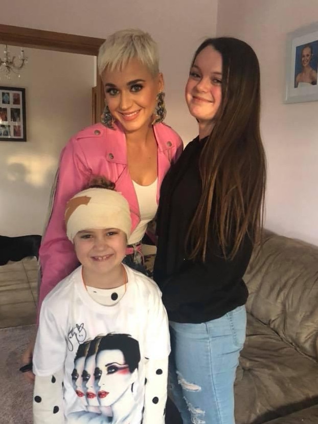 Grace Moores and her family with Katy Perry in 2018 . Picture Supplied by Family