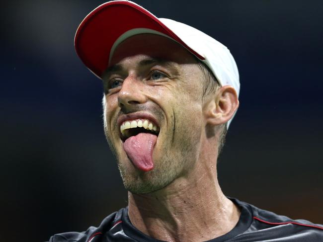 NEW YORK, NY - SEPTEMBER 03: John Millman of Australia shows his emotions during the men's singles fourth round match against Roger Federer of Switzerland on Day Eight of the 2018 US Open at the USTA Billie Jean King National Tennis Center on September 3, 2018 in the Flushing neighborhood of the Queens borough of New York City.   Alex Pantling/Getty Images/AFP == FOR NEWSPAPERS, INTERNET, TELCOS & TELEVISION USE ONLY ==