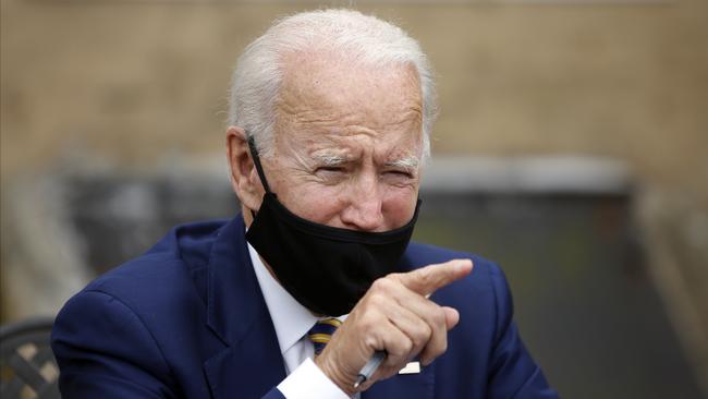 Joe Biden speaks during a meeting with small business owners. Picture: AP