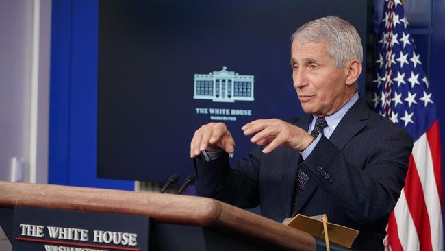 Anthony Fauci noted the number of daily new infections was on a steep decline after peaking last month. Picture: AFP