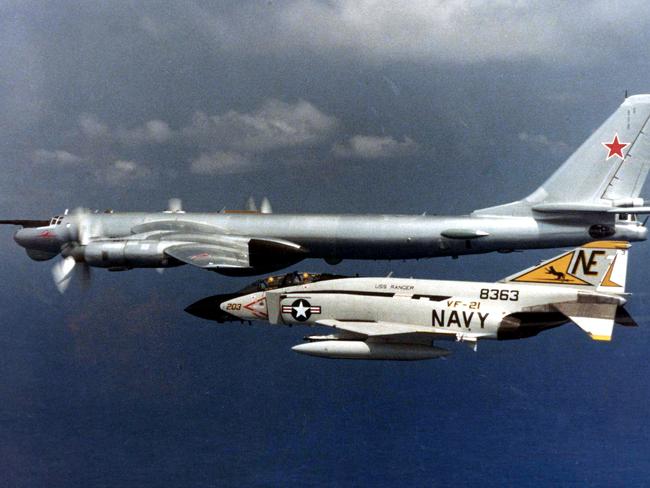 Sky-high tension ... A Soviet bomber tests Western airspace during near continuous manoeuvres during the Cold War.