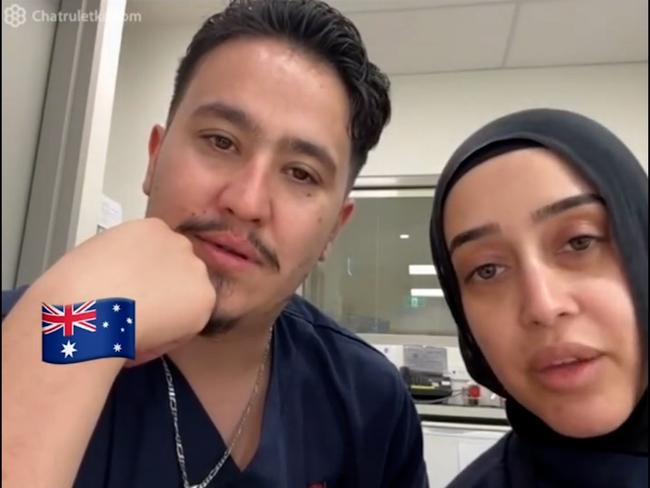 NSW government officials are investigating after a Rashad Nadir and Sarah Abu Lebdeh wearing their NSW Health uniforms were filmed declaring they refuse to treat Israeli people and would “kill them” if they present to their ward.