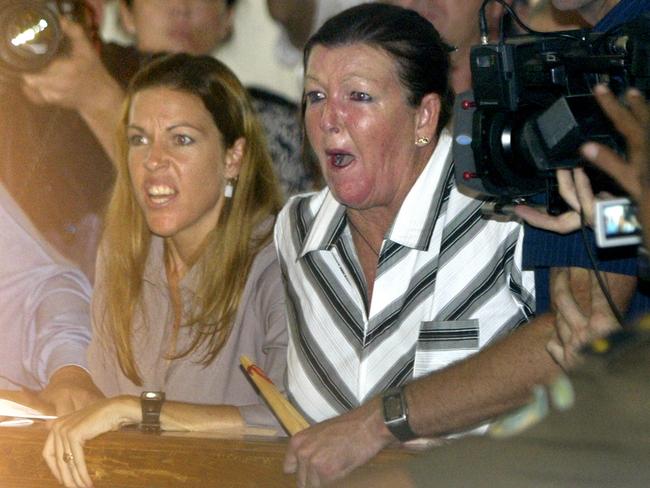 Corby’s sister Mercedes and mum Rosleigh when hearing the verdict.