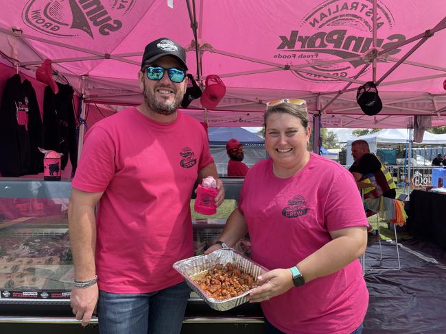 Sun Pork Fresh's Jason Lee and Selena Mulhearn at the 2024 Meatstock Festival at Bendigo Showgrounds. Photo: Himangi Singh