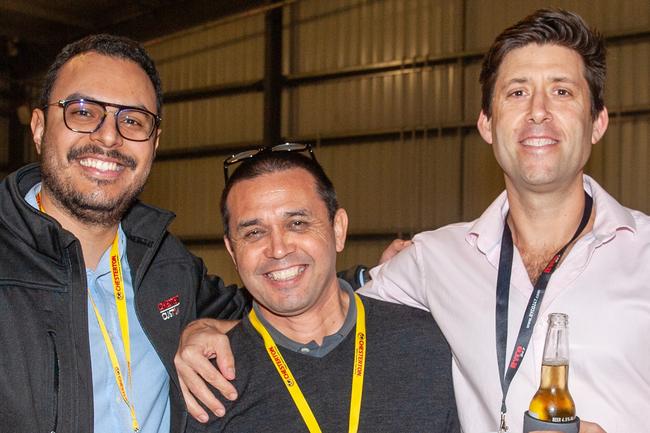 Marcos Marinez, Jorge Mellado and Lucas Friend from Brisbane at the QME Mackay 2022 Opening Party in conjunction with Queensland Resources Council sponsored by Hastings Deering. Picture: Michaela Harlow
