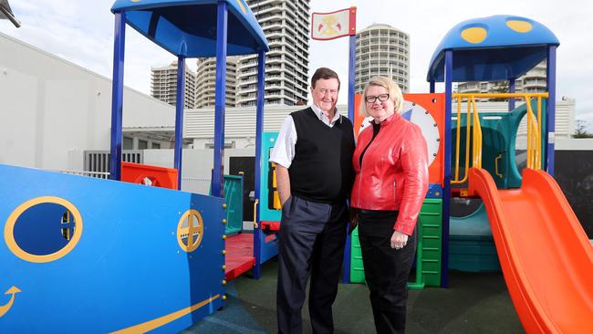 Childcare operator G8 Education, the Gold Coast's largest listed company, held its annual general meeting at Southport Yacht Club today. Photo of Jenny Hutson and Chris Scott, Managing Director of G8 Education. Pic by Richard Gosling