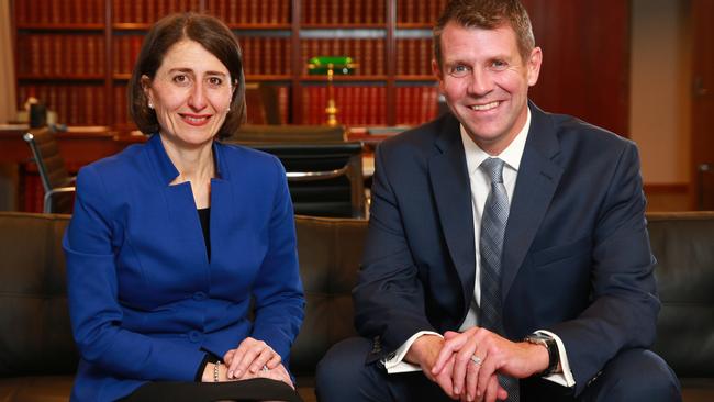 NSW Premier Mike Baird and NSW Treasurer Gladys Berejiklian after handing down the 2016 NSW state budget. Picture Cameron Richadson