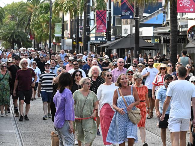 St Kilda residents recently marched through their Bayside suburb, calling for a greater police presence amid rising crime. Picture: Josie Hayden