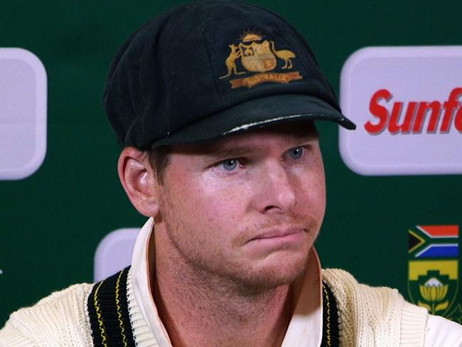 TOPSHOT - This video grab taken from a footage released by AFP TV shows Australia's captain Steve Smith speaking during a press conference in Cape Town, on March 24, 2018 as he admitted to ball-tampering during the third Test against South Africa. Australia captain Steve Smith and team-mate Cameron Bancroft sensationally admitted to ball-tampering during the third Test against South Africa on March 24, 2018, plunging cricket into potentially its greatest crisis. Bancroft was caught on television cameras appearing to rub a yellow object on the ball, and later said: 