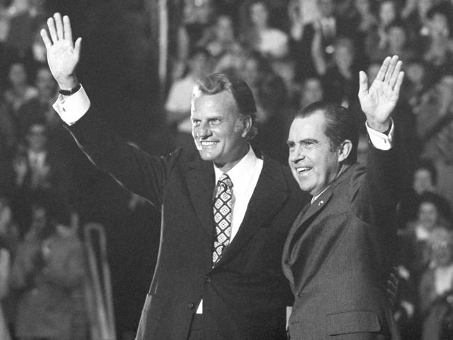 Reverend Billy Graham and President Richard Nixon. Picture: AP