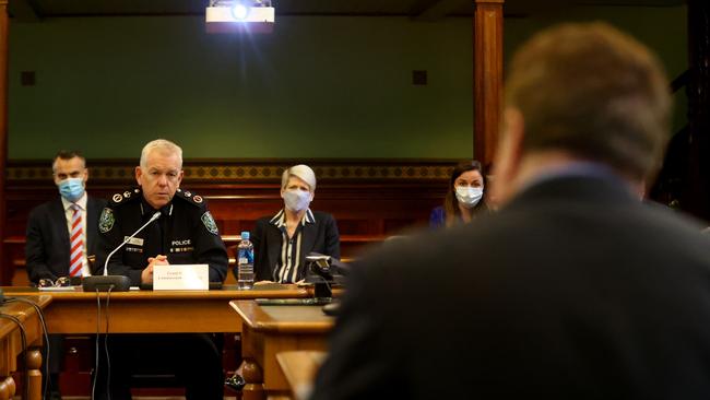 South Australian Police Commissioner Grant Stevens speaks at the South Australian parliamentary select committee ICAC hearing. Picture: NCA NewsWire / Kelly Barnes