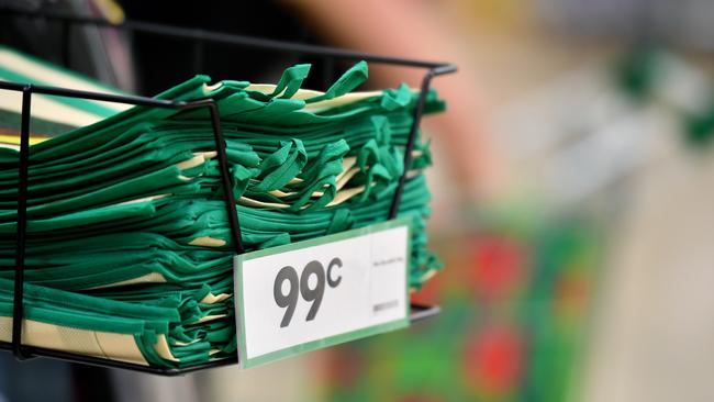 A Coles spokeswoman said yesterday the phasing out of single-use plastic bags “will be a big transition for customers”. Picture: AAP