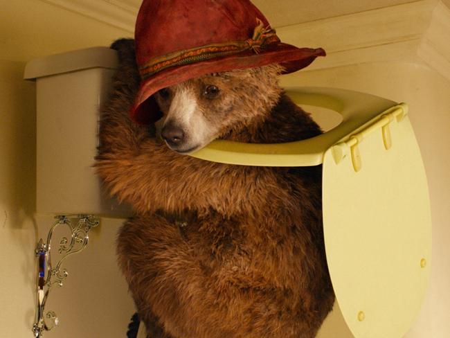 Paddington making a right mess of the bathroom. Picture: Studio Canal