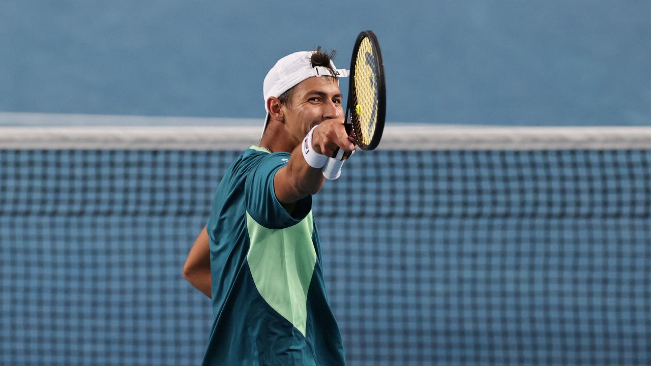 Australia’s Alexei Popyrin won just his third singles match for the year on Friday at the Miami Open. Picture: AFP