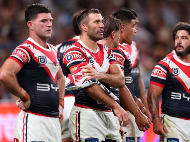 It was a brutal night for the Roosters. Picture: Cameron Spencer/Getty Images