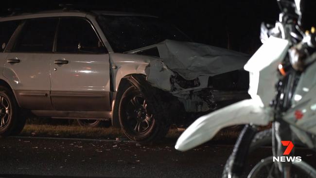 A 17-year-old boy died after crashing a Suzuki motorbike at Cooran on Saturday night. Picture: 7 News Sunshine Coast