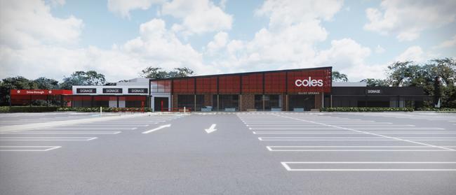 An artist’s impressions of the proposed Coles Supermarket Development in Julago as part of the Elliot Springs – Precinct 1. Picture: Thomson Adsett.