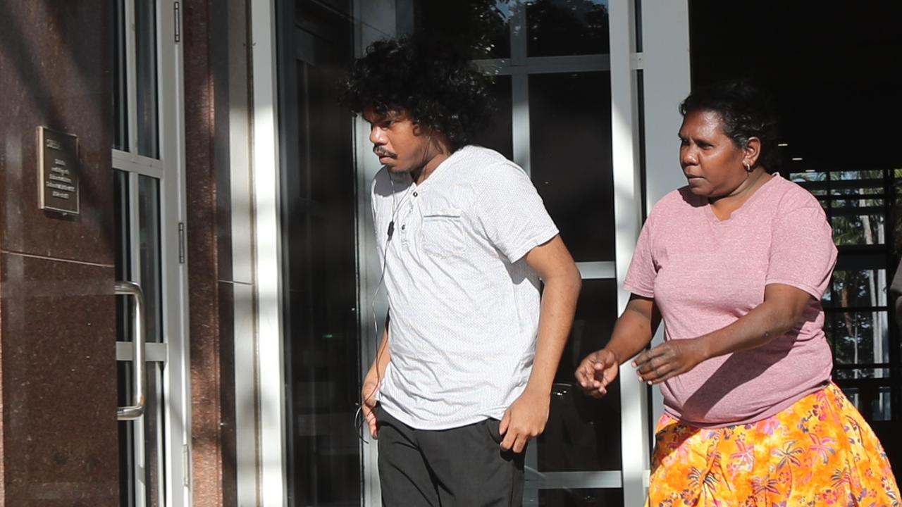 Edward Rioli Jr, who is the cousin of Keith Kerinauia, leaving the Supreme Court in Darwin after giving evidence on the third day of the murder trial. Picture: Zizi Averill