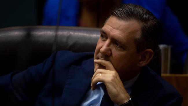 Chief Minister Michael Gunner pictured today on the first sitting day of the NT Parliament for 2021. Photograph: Che Chorley