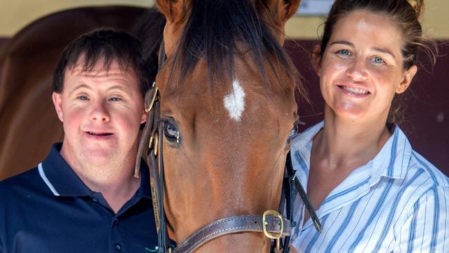 Stevie and Michelle Payne with Stevie at Kilmore. Picture: Jay Town