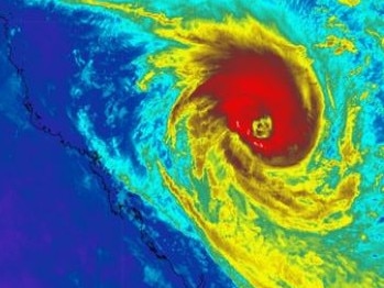 nhanced infrared satellite image showing severe Tropical Cyclone Alfred to the east of Queensland on Friday morning. Source: Weatherzone.