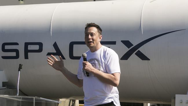 Musk congratulates teams competing on the Hyperloop Pod Competition II at SpaceX's Hyperloop track in Hawthorne, California. Picture: AP Photo/Damian Dovarganes